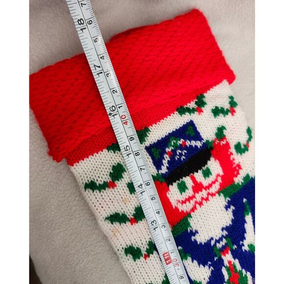 Vintage Soldier Christmas Stocking Crochet Nut Cracker Red - Picture 6 of 7